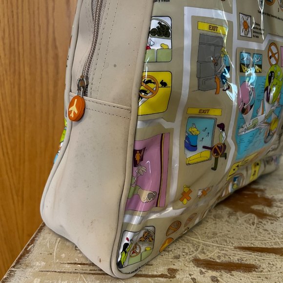 Vinyl Funny Comic Travel Bag Carry on ! Some Flaws but GUC ! MoMA Art - Picture 4 of 16